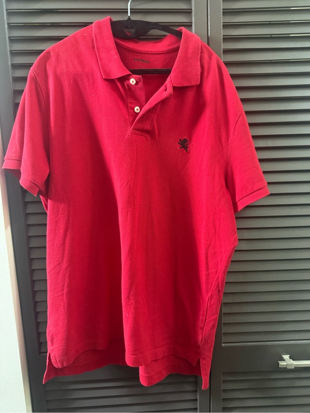 Express Men’s Bright Red Polo with Embroidered Crest